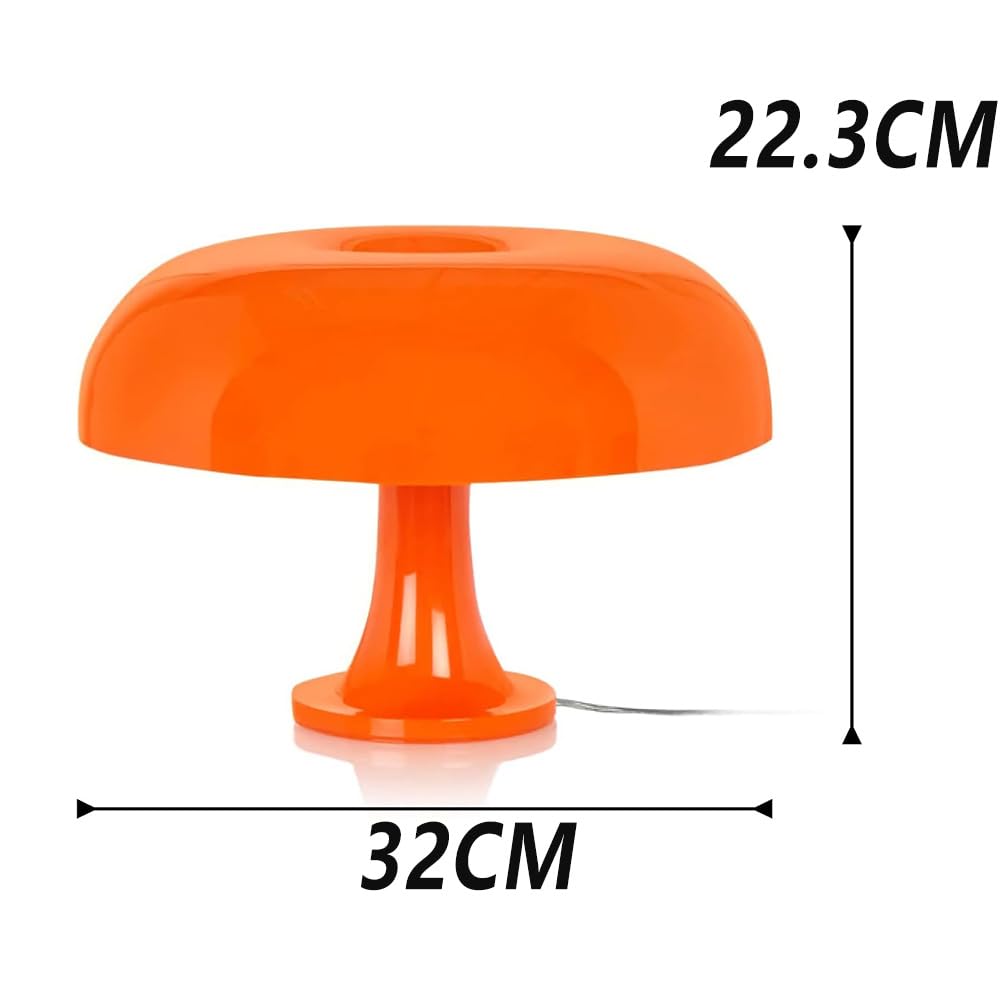 Pilz Tischlampe Orange mit Kabel Schalter Pilz Lampe Dimmbar 3000K/4000K/6000K Nachttischlampe 3 Helligkeitsstufen Innen Dekorative Schreibtischlampe Moderne für Wohnzimmer Schlafzimmer,Orange