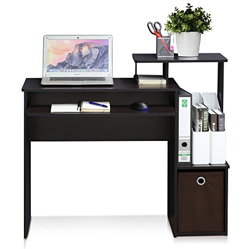 Image of Furinno Econ Multipurpose Home Office Computer Writing Desk, regular, Dark Walnut
