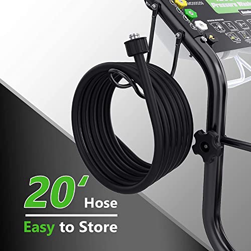 Teande 3200Psi Gas Pressure Washer, 2.6Gpm Commercial Power Washer Gas Powered, 209Cc 7.0 Hp Engine, Includes Two 0.7 Soap Tank,5 Qc Nozzles, 20’ Hose, Epa/Carb/Etl Compliant #TOP4