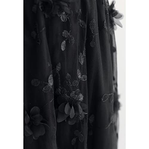 CHICWISH Women's 3D Mesh Flower Embroidered Tulle Midi Skirt3
