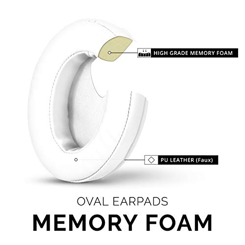 Image of Brainwavz Replacement Earpads for ATH M50X, M50BT, Steelseries Arctis, Pro Wireless & Stealth 600, HyperX Cloud, AKG, SHURE, Philips & Many More Headphones, Memory Foam Ear Pad Cushions, White Oval