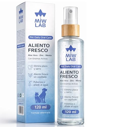 Spray Bucal para Eliminar el Mal Aliento de perros y Gatos Dentífrico Animal Ayuda a Reducir Placa y Sarro y Previene de Alitosis en Mascotas | Aditivio para el Agua o Pulverizador Directo en Boca