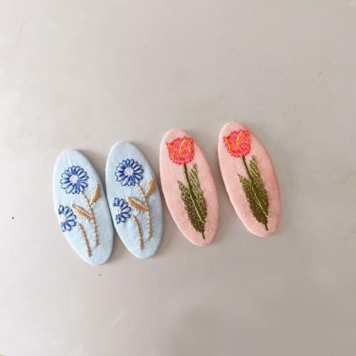 Set de 2 pinzas vintage bordadas para cabello miniatura 7