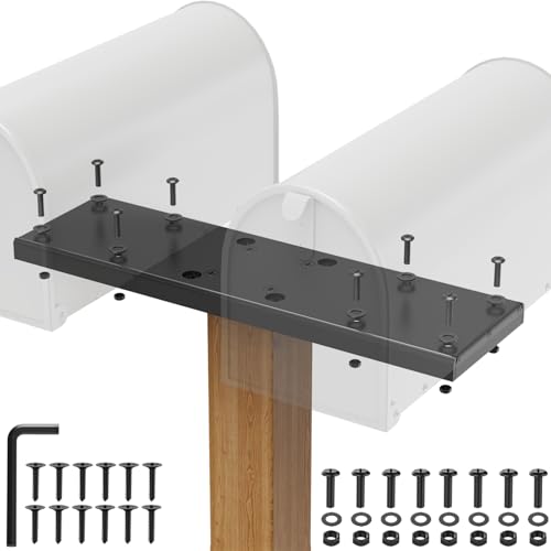 Double Mailbox Spreader Bar Heavy Duty Mailbox Post Mounting Bracket 19 x 7 Inch Universal Mounting Plate Compatible with Curbside Mailboxes Black