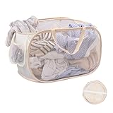 HEDONLEE Foldable Mesh Pop Up Laundry Basket, 70L Horizontal Lightweight Laundry Hamper, Collapsible