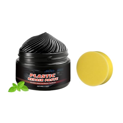 Car Plastic Restorer Paste 50g with Sponge - Restore Shine and Protect Car Interior Plastic Surfaces (1pcs)