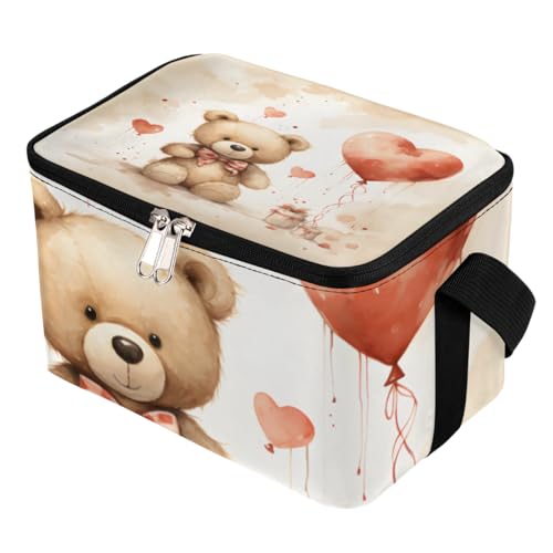 Lunch Bags for Women Men 9 Cans,Valentine's Day Bear Hot & Cold Food Delivery Bag Insulated Grocery Bag Insulated Lunch Box Cooler Bag for Office Work Picnic Beach