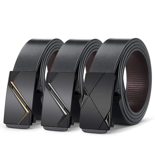 Men's Solid Color Adjustable Automatic Buckle Belt Casual Business Formal Belt4
