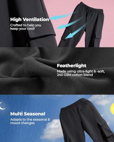 Image of Bewakoof Air 1.0 Men's Solid Oversized Fit Poly Cotton Cargo Joggers