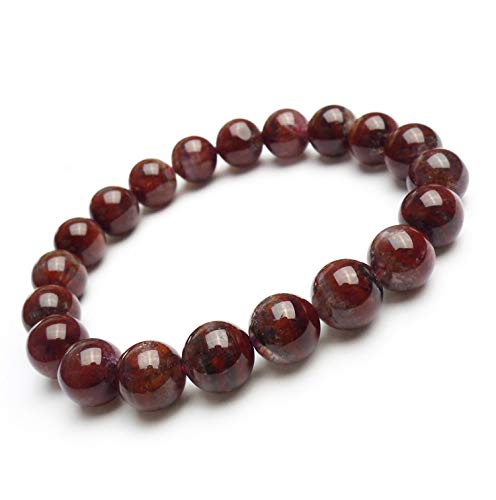 Bracelet perles rondes violet et rouge 8mm en cristal naturel extensible pour femme
