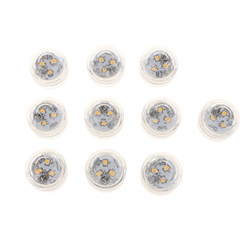Preisvergleich Produktbild MagiDeal 10 Stück wasserdichte LED Lampe Unterwasserlicht Unterwasser Poolbeleuchtung Teelicht Dekor - Warmweiß