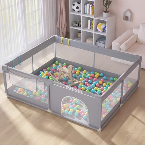 Image of SUPFOO Extra Large Baby Playpen 71"x59"x27",Playpen for Babies and Toddlers Thickened Sponges Ensure Safety,Play Yard for Baby with Storage Bag & Anti-Slip Base,Sturdy Safety Kids Activity Center