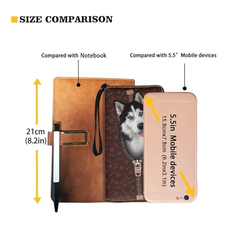 Long Wallet for Women Zipper Husky Dog Paw Print Large Capacity Travel Shopping Money Wallet with Wristlet Strap Card Holder Organizer Metal Zipper Long Purse for Cash,Coin,Bill2
