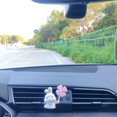 Image of Cute Car Air Freshener Vent Clips, 3D Animal with Mini Fan Diffuser Vent Clip, Air Conditioning Decoration Car Accessories for Women and Men