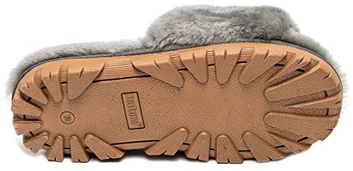 Natural Women's Charlotte Sheepskin Fur Flat Slide Sandals Open Toe Furry Slippers Soft Comfortable Fluffy Indoor Outdoor Slip-Ons, Cushioned EVA Sole4