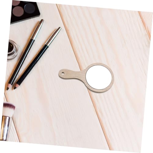 Espejo de maquillaje portátil de madera con mango NOLITOY 6pcs miniatura 6