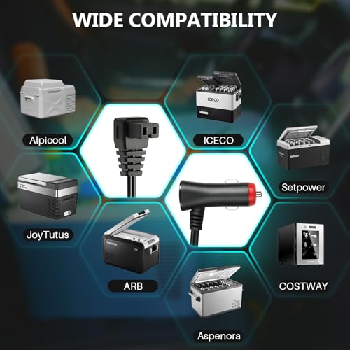 Image of 12V /24V Car Fridge Power Supply Cable Cigarette Lighter Plug Car Extension Cable for Cool Box Dometic, Alpicool, Waeco CF, ARB, Setpower, ICECO, Mobicool FR40 (RA-3.5M)