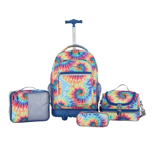 Image of Travelers Club 4 Piece Rolling Backpack Set With Accessories, Tie Dye