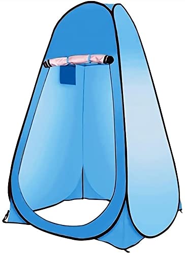 Tente de toilette de camping de couleur bleue avec sac de transport compact