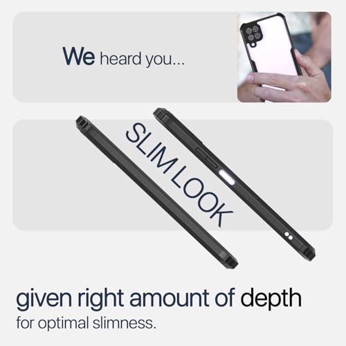 Image of Pikkme Samsung Galaxy A22 4G Back Cover Shockproof Bumper Clear Transparent Case for Samsung Galaxy A22 4G (Black)