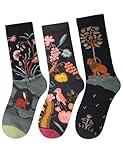 PanPacSight Funky Graphic Art Socks for Women – Set of 3 Unique & Stylish Cotton Socks Inspired by Famous Art | 75% Cotton, 22% Polyester, 3% Spandex,Model 24