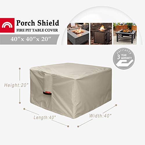Porch Shield Fire Pit Cover - Waterproof 600D Heavy Duty Square Patio Fire Pit Table Cover Beige - 40 X 40 Inch #TOP1