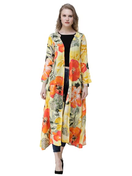 cation Women Chiffon Printed Shrug - Floral Long Casual Shrug with Full Sleeve - Summer Shrug Outerwear for Ladies-picture-20