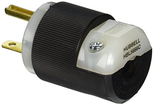 Hubbell Hbl5666C Plug, 15 Amp, 250V, 6-15P, Black/White #TOP1