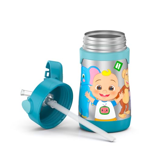 Image of Thermos Baby 10 oz. Stainless Steel Bottle with pop-up straw, Cocomelon