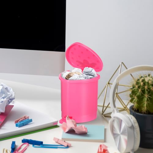 Mini bote de basura rosa con tapa para escritorio 4.1 pulg miniatura 6