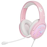 Mytrix Sakura Pink Cherry Blossoms Gaming Headset, 360° Rotation Mic, Soft Earmuff Headphone for PS4