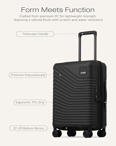 Image of Coolife Luggage Carry-On, Lightweight PC Hardside Suitcase, 20-Inch, Black | Expandable Carry-On, Dual Spinner Wheels, TSA-Approved Lock, Upgraded PC Hardshell, Durable Travel Suitcase