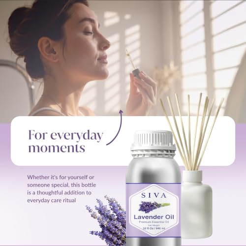 Image of Siva Lavender Essential Oil, Huge Bottle, Large Size, 32 Fl Oz (946 ml) | Lavender Oil for Diffuser, Humidifier, Linen Spray, Skin Care, Hair Care, Body Massage, Soap, Candle, Bath Salt & DIY Blends