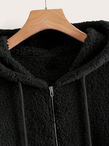 SHENHE Women's Soft Lightweight Warm Coats Zip Up Drawstring Hooded Teddy Jacket3