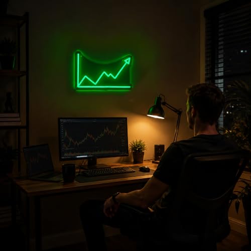 Image of Stock Market Neon Sign for Day Trading Room decor Gift for trader