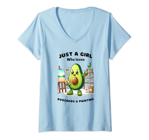 Mujer Solo una chica que ama el aguacate y la pintura para niñas y mujeres Camiseta Cuello V