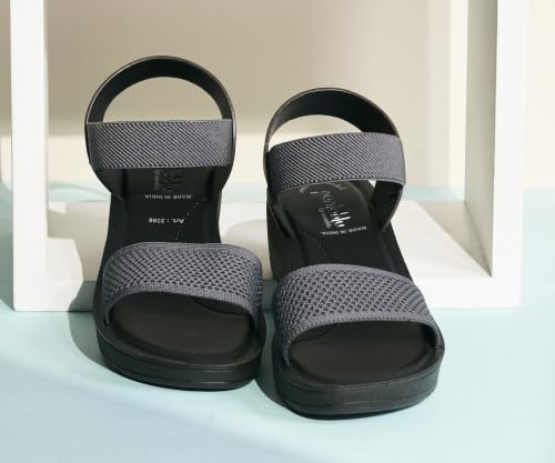 Image of puntoblu Cushion Comfort Platform Heel Sandals for Women | Comfortable Padded Footbed | Breathable Mesh | Slingback Closure | Anti-Skid & Durable Mid Heel Sandal for Girls