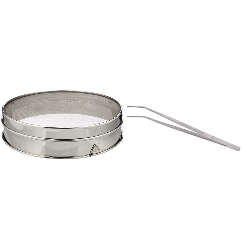 DE BUYER -4604.30 -tamis inox ø 30 cm - maille 0.8mm, Argenté & 4239.15 -pince emb.coudeinox de presentation 16 cm