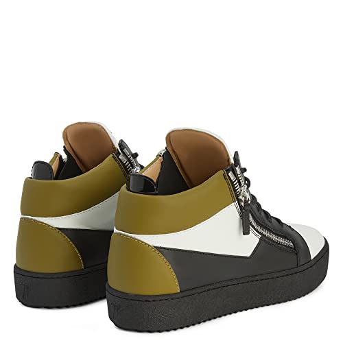 Kriss Olive-Green Leather Details Mid-Top Sneakers2