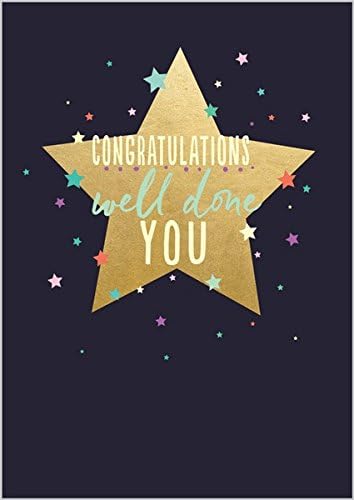 Greeting Card (ABA1744) Congratulations - Well Done You - Gold Star - Life and Soul Range - Embossed and Foil Finish