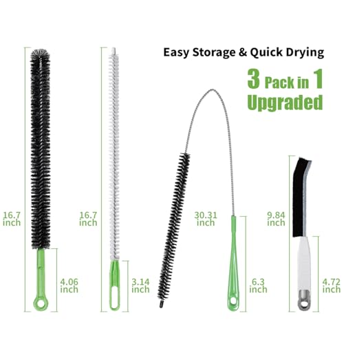 Image of 4pcs Flexible Cleaning Brush Set for Dryer Vents, Fridge Coils, HVAC Systems & Tight Spaces - Multi-Use Lint and Dust Remover with Crevice Brush and Detailing Tools