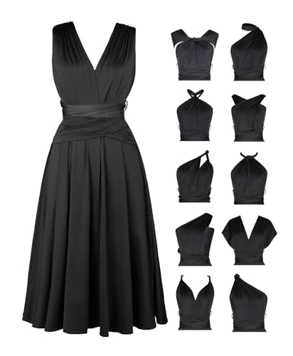 Popilush Bridesmaids Dresses - Mother of Bride Infinity Shapewear Formal Wedding Guest Midi Dress for Women