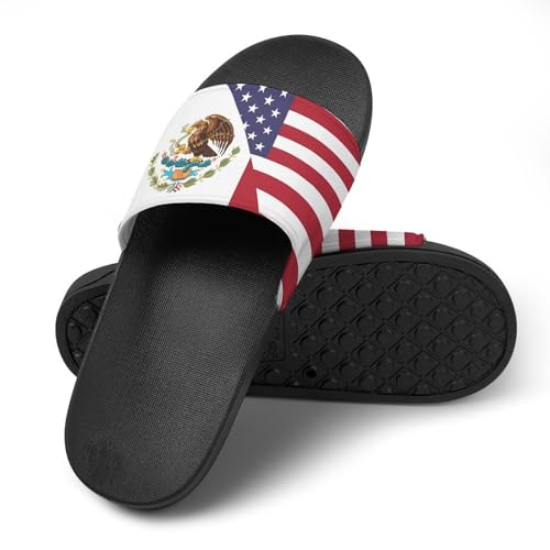 Mexico & U.S. Flag House Sandals Non-Slip Bathroom Slippers Beach Summer Shoes for Men Women4