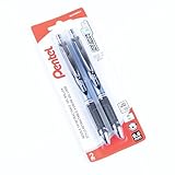 Pentel EnerGel Retractable Liquid Gel Rollerball Pen, Everyday Writing, Office Supplies, School Supplies, 0.5mm Fine Needle Point, Black Ink, BLN75BP2-A, 2 Pack