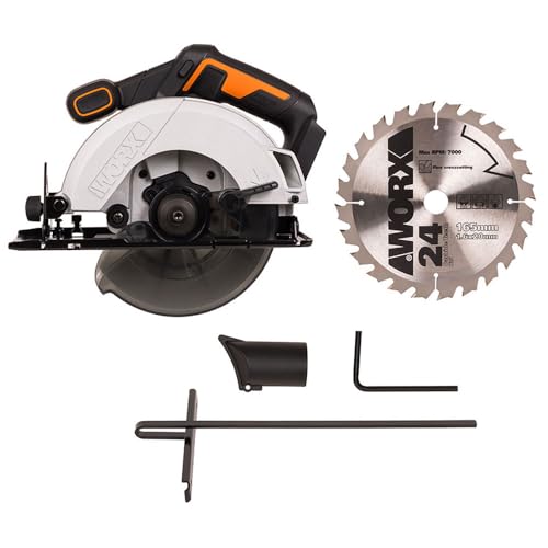 Worx WX526.9 Sega Circolare A Batteria 20 V – 165 Mm – Angolo Di Inclinazione 0 – 50° Regolazione Senza Attrezzi – 55 Mm Taglio Massimo (90°) – Design Compatto – Adattatore Di Aspirazione – Senza - 2