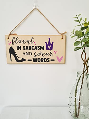 The Plum Penguin Handmade Wooden Hanging Wall Plaque Fuent in Sarcasm and Swear Words Decorative Funny Friendship Gift Sassy Queen - Image 2
