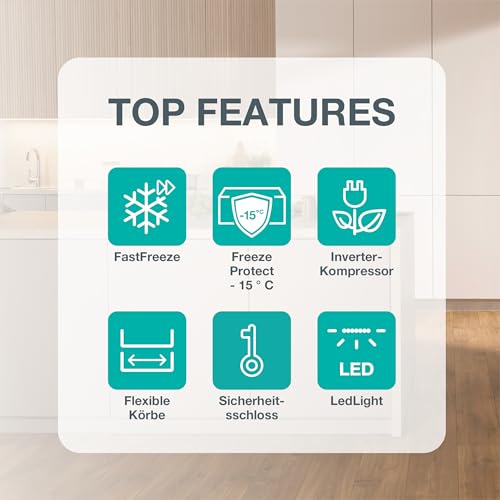 Gorenje FH30DAW Gefriertruhe/Höhe 111,4 cm/Gefrieren 297L/ LED Beleuchtung/Mit Hochleistungsrollen/FastFreeze/Sicherheitsschloss, Weiß