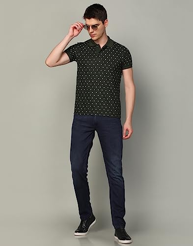 Image of INKKR Men's Printed Polo Neck Half Sleeve Multicolor T-Shirt