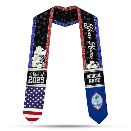 MonkeyVan Guam Graduation Sash Guam Guamanian Flag Stole Guam Sash Graduation 2025 Guam Graduation Stole 2025 Class of 2025 Gu8