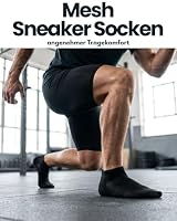 Sneaker Socken Damen 35-38 Schwarz Baumwolle 10 Paar Atmungsaktiv mit Mesh-Streifen – Ansicht 2